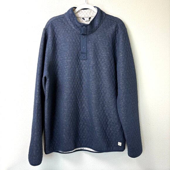Marine Layer Other - Marine Layer Corbet Pullover Mens XL Blue Reversible Quilted 1/4 Snap Sweater